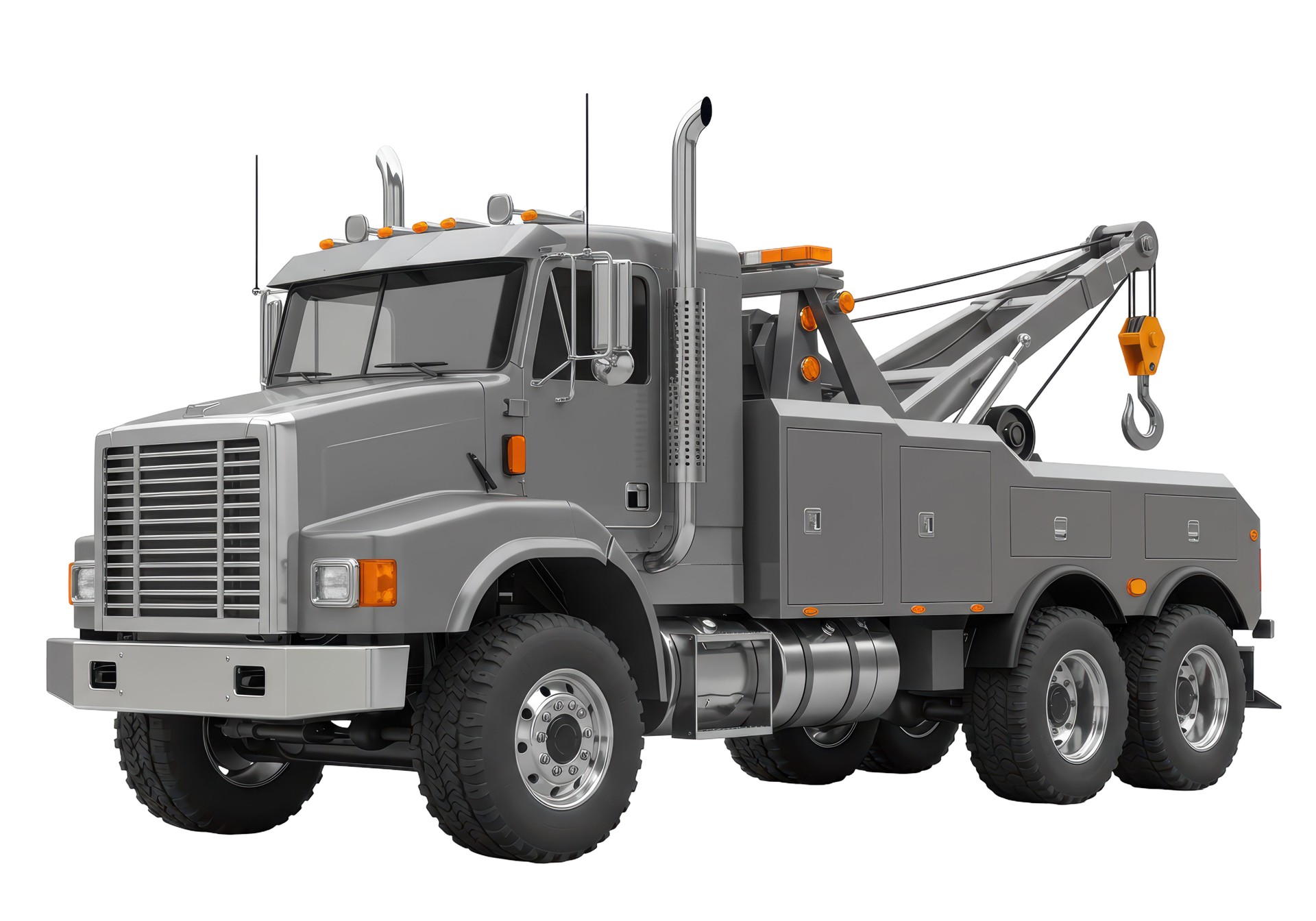 Isolated Tow Truck with Crane and Hook