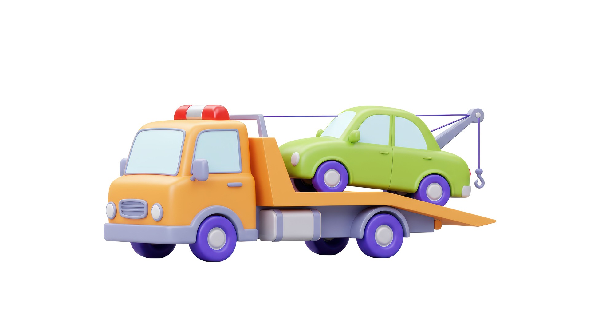Isolated Cartoon Tow Truck Towing Car