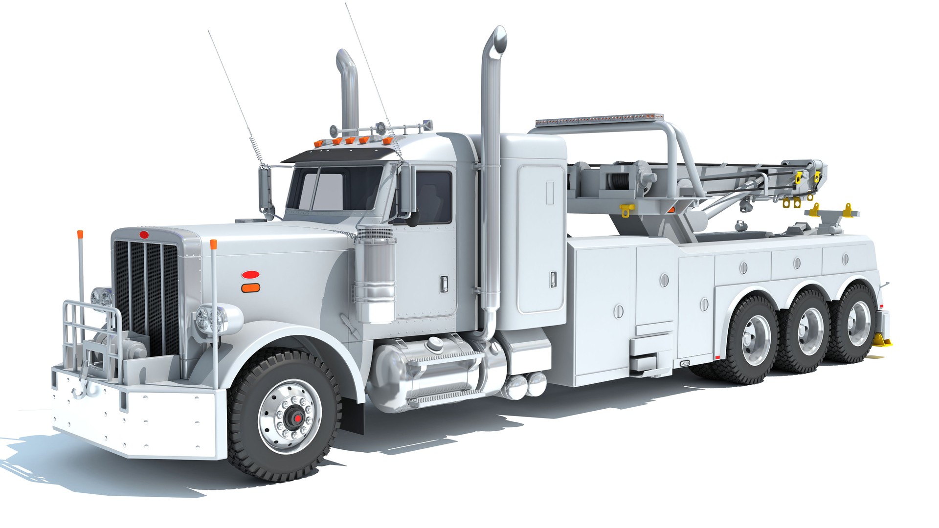 Recovery Service Wrecker Tow Truck 3D rendering on white background